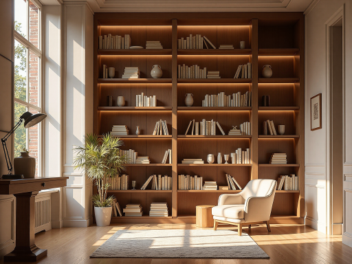 现代公寓书房，现代书桌，书架设计，工作学习环境良好