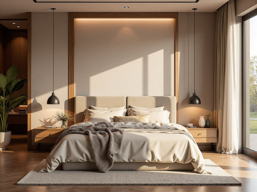 豪华别墅次卧室，现代简约风格，温馨舒适，功能齐全