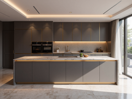 高端住宅厨房，现代设备配古典设计，功能与美观兼具