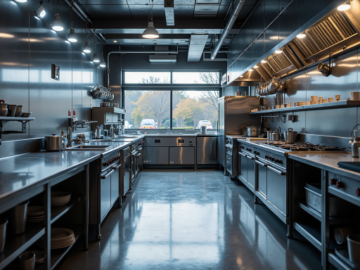 餐厅厨房区域，现代化设备，卫生条件好，功能完善